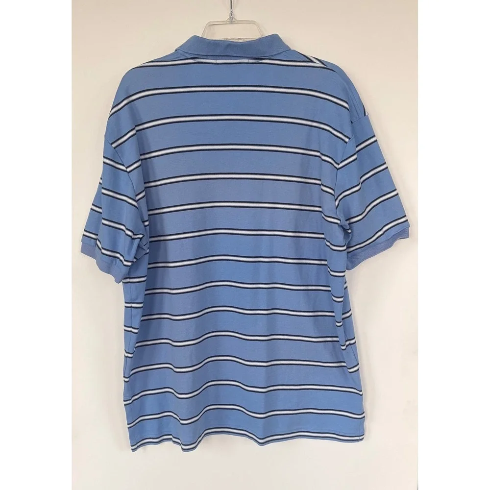 Polo Ralph Lauren Mens XL Blue Striped Short Sleeve Cotton Golf‎ Polo Shirt